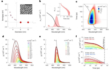 Nature Nanotechnology：大块硫化镉纳米晶体的带隙重整化光学增益